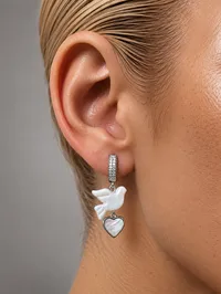 Сережки "Silver Heart Горлиця" - Медсплав, Полімерна глина - арт. 3783941051 - Le'Perle - мініатюра 2