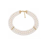 Кольє "Triple Pearl" - Медсплав, Круглі Перлини, Фіаніт - арт. LE-1770719463730 - Le'Perle - мініатюра 2