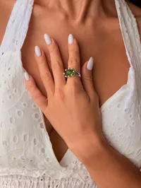 Каблучка "Green Vision" - Медсплав, Ювелірне скло - арт. LE-1788949412321 - Le'Perle - мініатюра 2