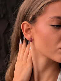 Сережки "Rose Gia" - Медсплав, Фіаніт - арт. LE-1788951169088 - Le'Perle - мініатюра 4