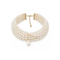 Кольє "Wedding Pearl" - Медсплав, Річкові Перлини, Барочний Перламутр, Фіаніт - арт. LE-1789045849715 - Le'Perle - мініатюра 2