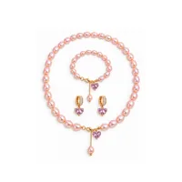 Сет "Cloud Lilly" - Медсплав, Рожеві перли, Фіаніт - арт. LE-1768849554378 - Le'Perle - мініатюра 1