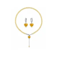 Сет "Yellow Lilly" - Медсплав, Ювелірне скло - арт. 4204885809 - Le'Perle - мініатюра 1