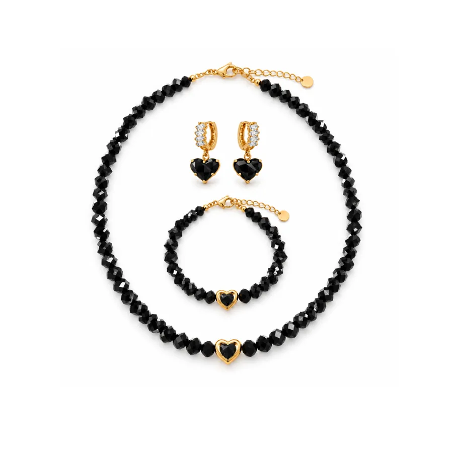 Сет "Black Chic" - Ювелірне скло, Фіаніт - арт. LE-1768848873198 - Le'Perle - фото 1