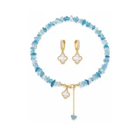 Сет "Aqua Clover" - Медсплав, Аквамарин Гранований - арт. 3141694816 - Le'Perle - мініатюра 1