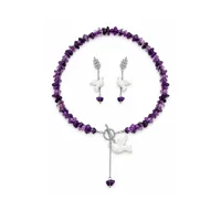 Сет "Amethyst Горлиця" - Медсплав, Аметист Крихта, Полімерна глина - арт. 7202909990 - Le'Perle - мініатюра 1