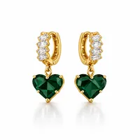 Сет "Green Chic" - Медсплав, Ювелірне скло - арт. LE-1768849953145 - Le'Perle - мініатюра 4