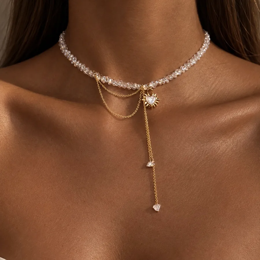 Кольє "Fabulous Chic" - Медсплав, Ювелірне скло - арт. LE-1768823128676 - Le'Perle - фото 1