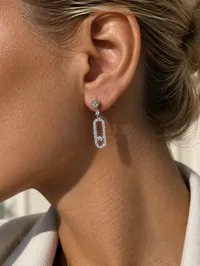 Сережки "Kristina" - Медсплав, Фіаніт, Циркон - арт. LE-1791991127849 - Le'Perle - мініатюра 2