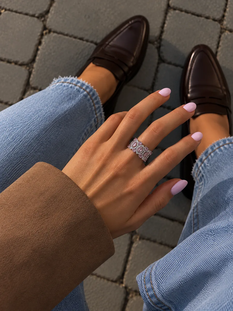Каблучка "Pink Luna" - Медсплав, Фіаніт, Циркон - арт. LE-1792050809862 - Le'Perle - фото 3