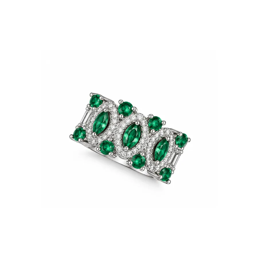 Каблучка "Green Luna" - Медсплав, Фіаніт, Циркон - арт. LE-1792051938594 - Le'Perle - фото 1