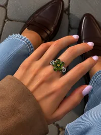Каблучка "Green Petal"  - Медсплав, Фіаніт, Циркон - арт. LE-1792055568771 - Le'Perle - мініатюра 2