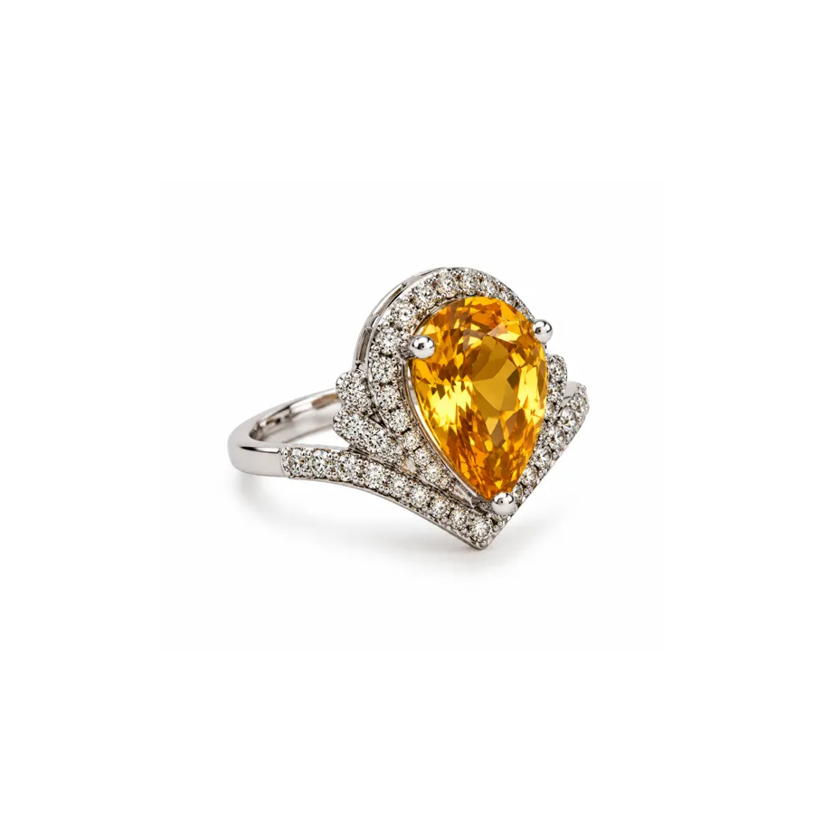 Каблучка “Yellow Princess” - Медсплав, Фіаніт, Циркон - арт. LE-1792745606201 - Le'Perle - фото 1