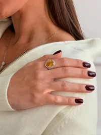 Каблучка “Yellow Princess” - Медсплав, Фіаніт, Циркон - арт. LE-1792745606201 - Le'Perle - мініатюра 4