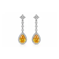 Сережки "Yellow Princess" - Медсплав, Фіаніт, Циркон - арт. LE-1792745806410 - Le'Perle - мініатюра 1