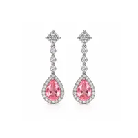 Сережки "Pink Princess" - Медсплав, Фіаніт, Циркон - арт. LE-1792751578891 - Le'Perle - мініатюра 2
