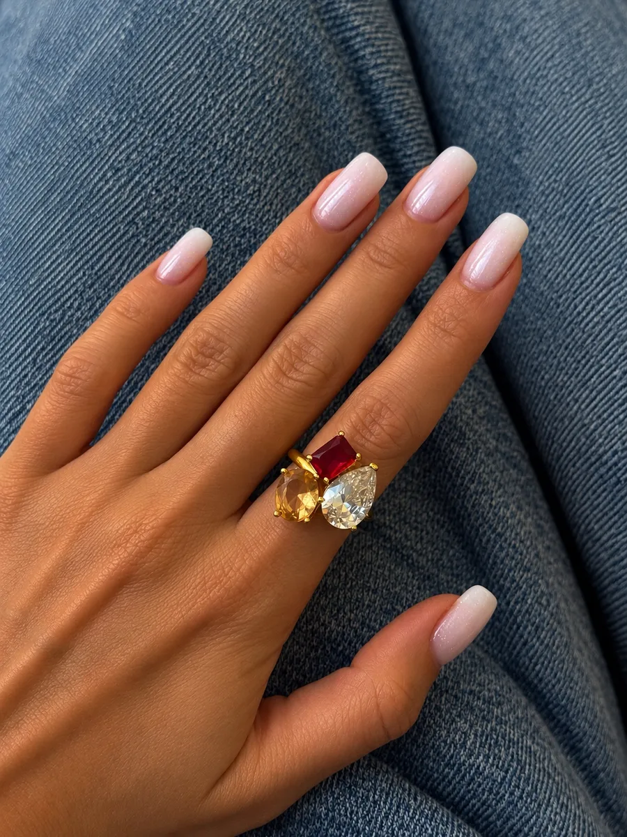 Каблучка "Gold Color" - Медсплав, Фіаніт, Циркон - арт. LE-1792751746728 - Le'Perle - фото 2