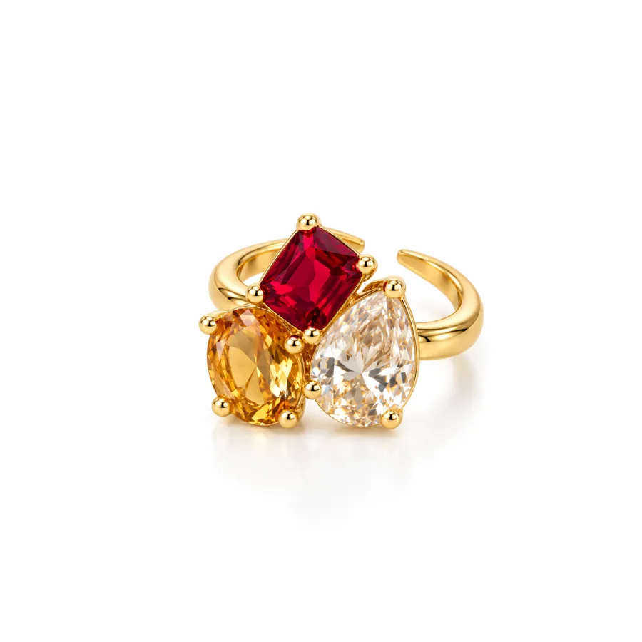 Каблучка "Gold Color" - Медсплав, Фіаніт, Циркон - арт. LE-1792751746728 - Le'Perle - фото 1