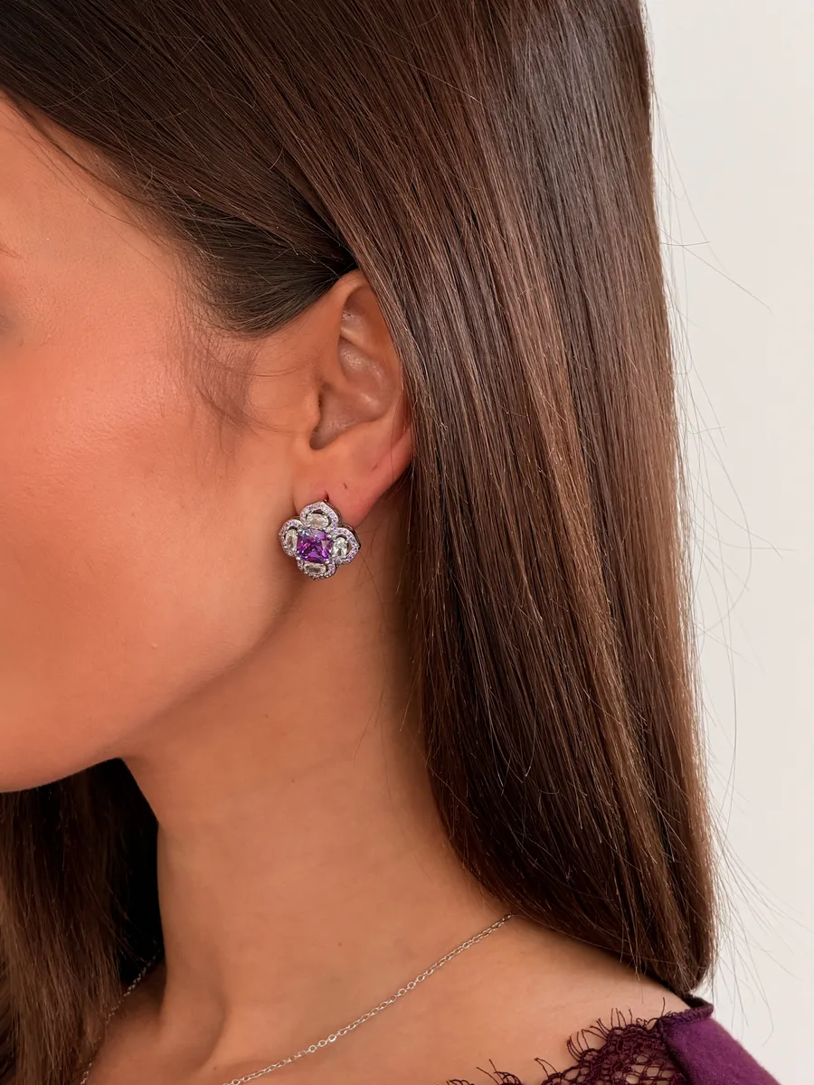 Сережки "Iris Bloom" - Медсплав, Фіаніт, Циркон - арт. LE-1792752662153 - Le'Perle - фото 2