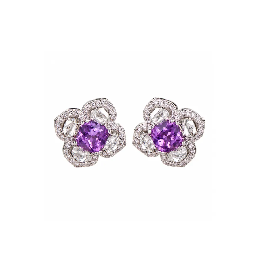 Сережки "Iris Bloom" - Медсплав, Фіаніт, Циркон - арт. LE-1792752662153 - Le'Perle - фото 1
