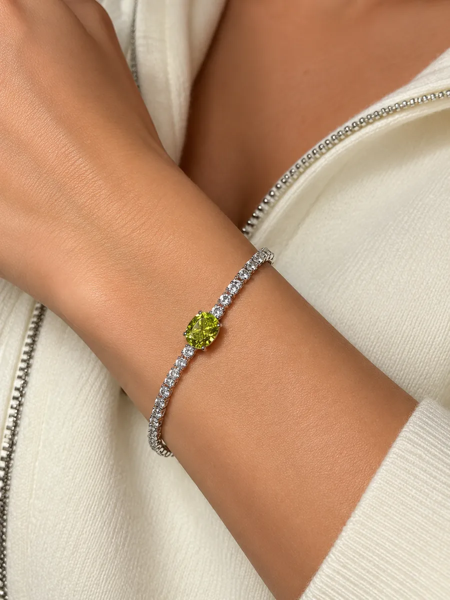 Браслет "Lime Crystal" - Медсплав, Фіаніт, Циркон - арт. LE-1792753814520 - Le'Perle - фото 3
