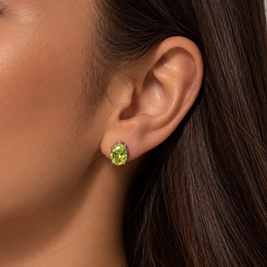 Сережки "Lime Crystal" - Медсплав, Фіаніт, Циркон - арт. LE-1792760010184 - Le'Perle - фото 1