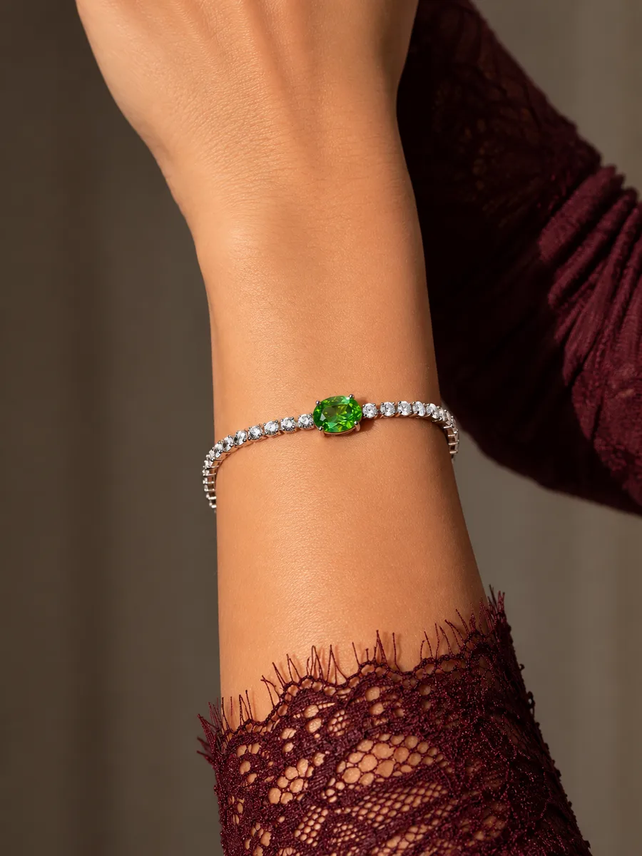 Браслет "Green Crystal" - Медсплав, Фіаніт, Циркон - арт. LE-1792760145368 - Le'Perle - фото 3