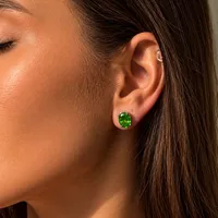 Сережки "Green Crystal" - Медсплав, Фіаніт, Циркон - арт. LE-1792761504414 - Le'Perle - мініатюра 1