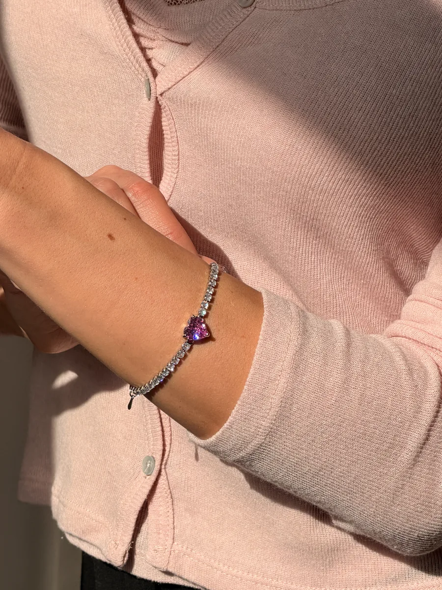 Браслет "Pink Dot" - Медсплав, Срібне Покриття, Фіаніт, Циркон - арт. LE-1792763264235 - Le'Perle - фото 3