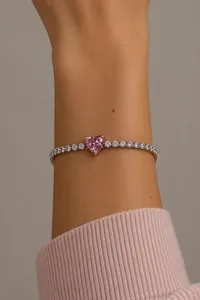 Браслет "Pink Dot" - Медсплав, Срібне Покриття, Фіаніт, Циркон - арт. LE-1792763264235 - Le'Perle - мініатюра 2