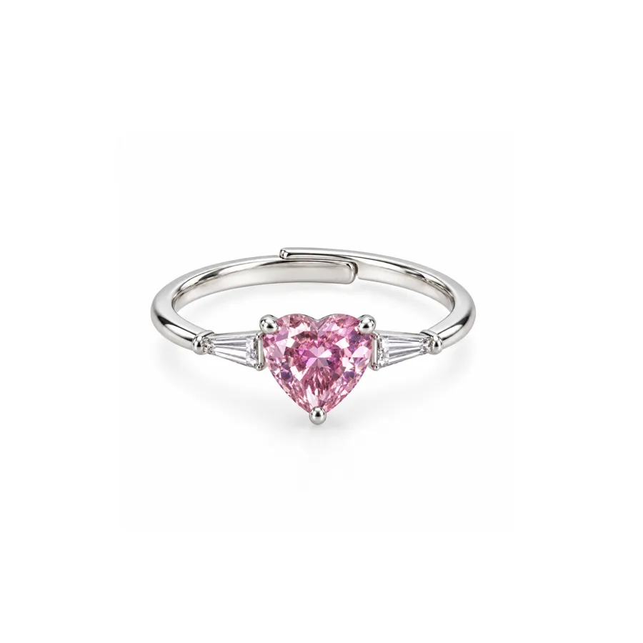 Каблучка "Pink Dot" - Медсплав, Срібне Покриття, Фіаніт, Циркон - арт. LE-1792764306658 - Le'Perle - фото 1
