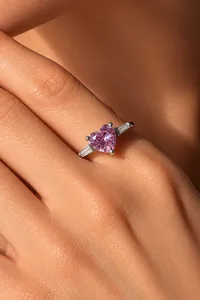 Каблучка "Pink Dot" - Медсплав, Срібне Покриття, Фіаніт, Циркон - арт. LE-1792764306658 - Le'Perle - мініатюра 2