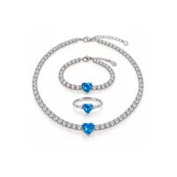 Сет "Blue Dot" - Медсплав, Срібне Покриття, Фіаніт, Циркон - арт. LE-1792824401048 - Le'Perle - мініатюра 1