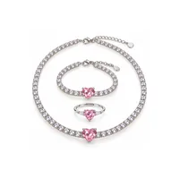 Сет "Pink Dot" - Медсплав, Срібне Покриття, Фіаніт, Циркон - арт. LE-1792824986556 - Le'Perle - мініатюра 1