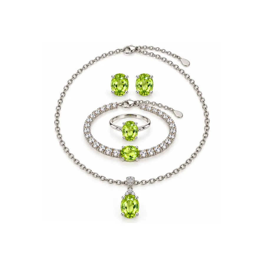 Сет "Lime Crystal" - Медсплав, Фіаніт, Циркон - арт. LE-1792826946718 - Le'Perle - фото 1