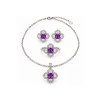 Сет "Iris Bloom" - Медсплав, Фіаніт, Циркон - арт. LE-1792828022673 - Le'Perle - мініатюра 1