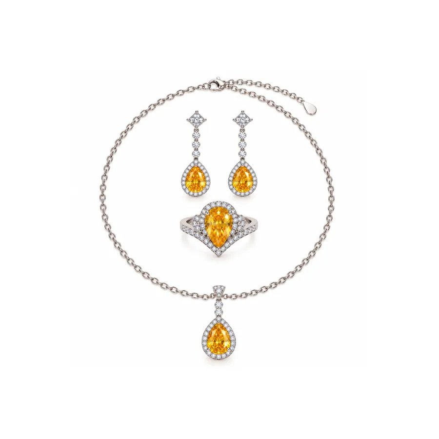 Сет "Yellow Princess" - Медсплав, Фіаніт, Циркон - арт. LE-1792828255628 - Le'Perle - фото 1