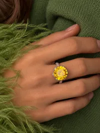 Каблучка "Sunny Crystal" - Медсплав, Фіаніт, Циркон - арт. LE-1792938034357 - Le'Perle - мініатюра 1