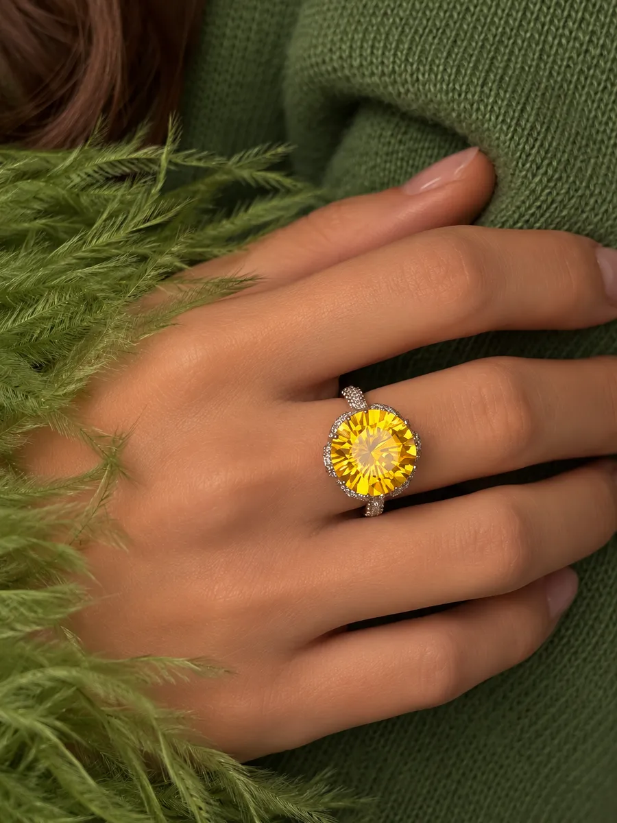 Каблучка "Sunny Crystal" - Медсплав, Фіаніт, Циркон - арт. LE-1792938034357 - Le'Perle - фото 1