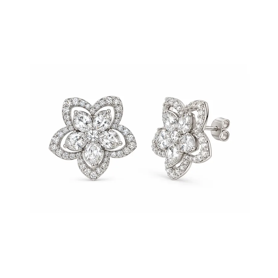 Сережки "Petal" - Медсплав, Фіаніт, Циркон - арт. LE-1792939590247 - Le'Perle - фото 2